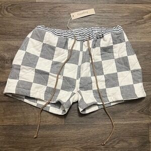 NEW The Salting Quilted Check Classic Trouser Shorts Fog Salt Size 0 NWT